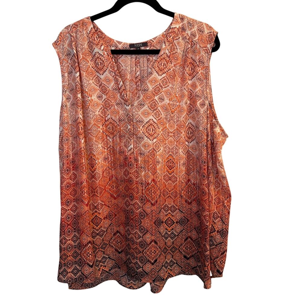 NYDJ Orange Ombre Geometric Sleeveless Blouse